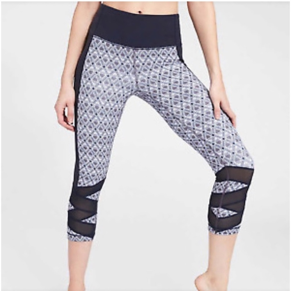 Athleta Leggings Women's Small Mantra Mosaic Mesh Cropped High Rise Activewear